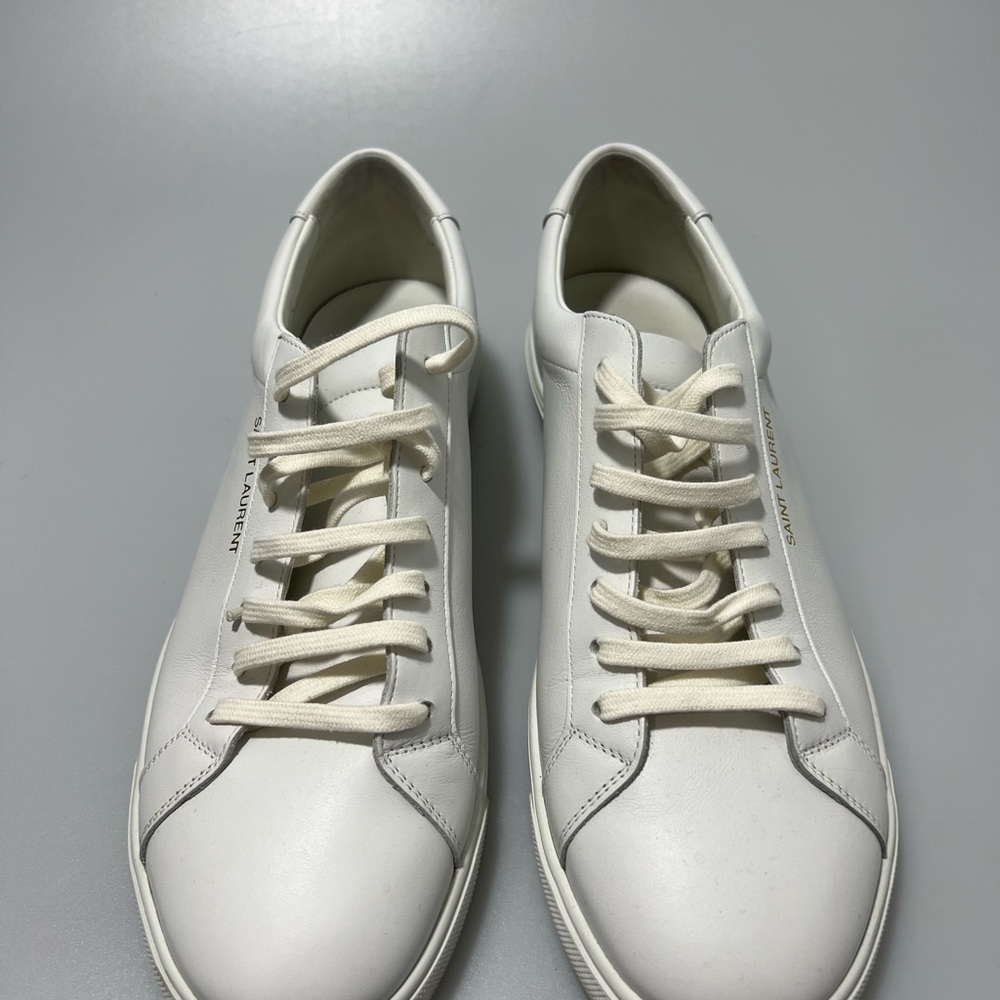 Saint Laurent Andy Leather Low-Top Leather Sneakers White Men’s EU 45.5/US 12.5 - Picture 3 of 8